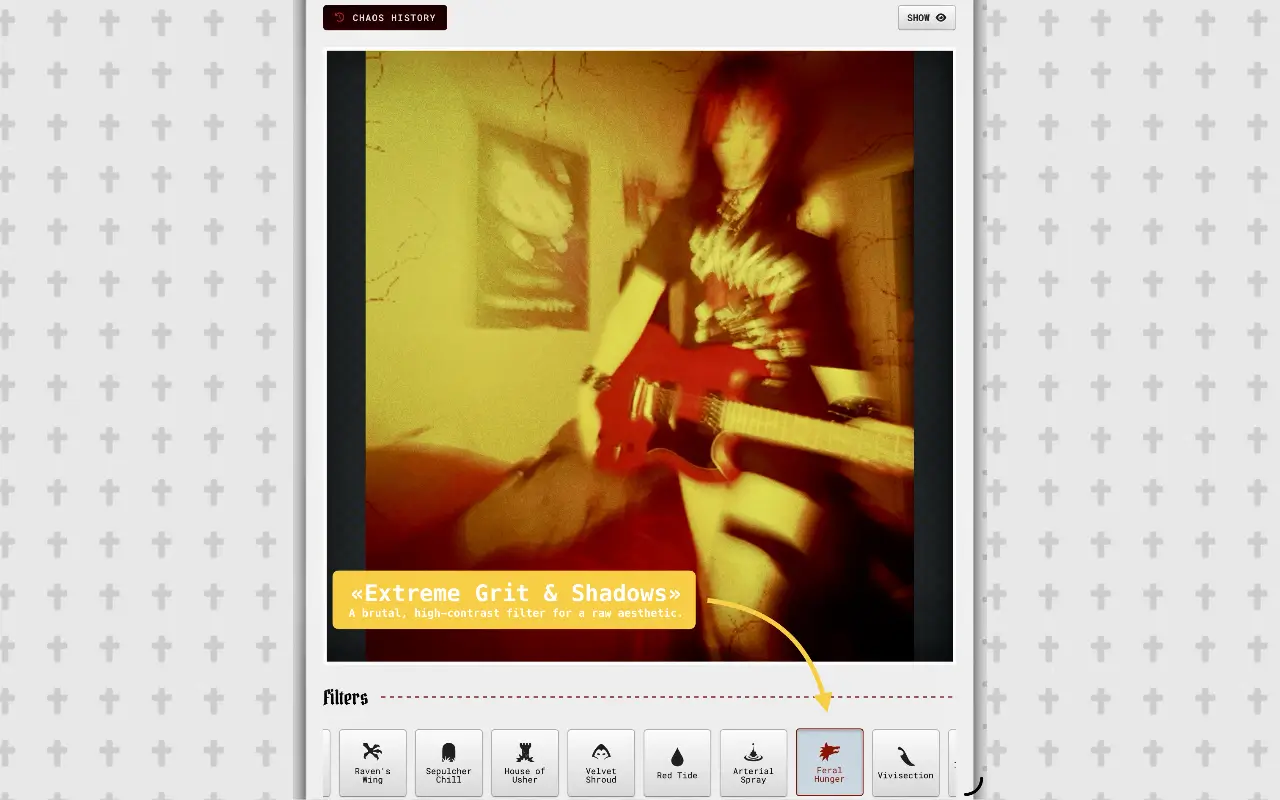 Add noise to photo using the vintage grain filter and 1-bit dithering generator.