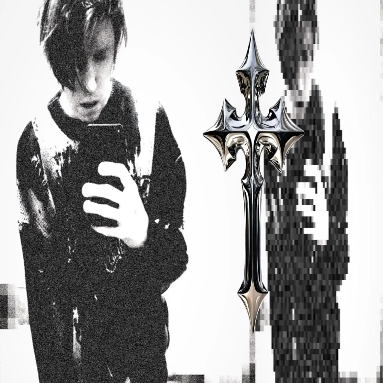 Urban grunge breakcore photo effect with digital decay overlay applied