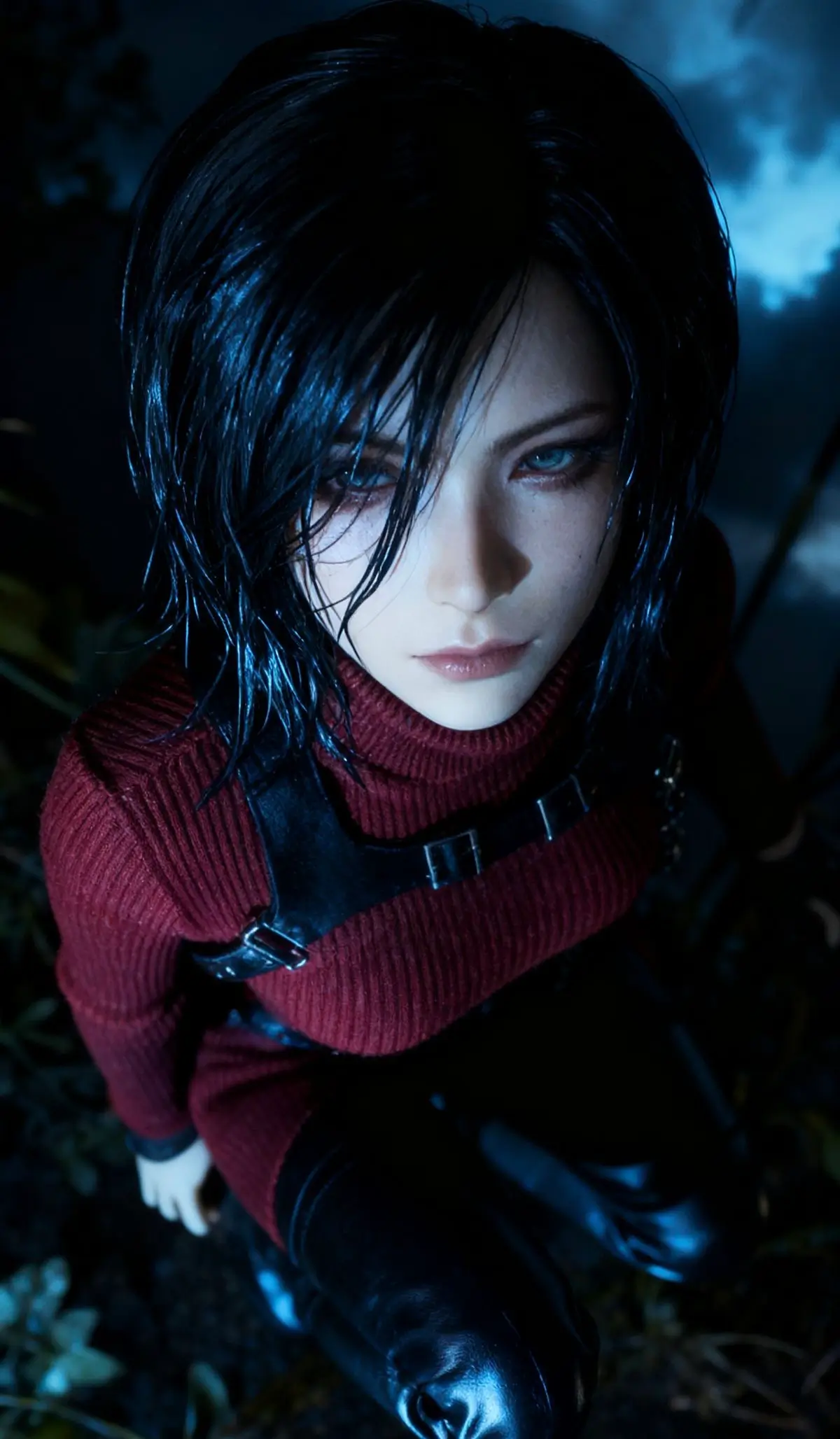 Original portrait before applying the red dark filter in our dark aesthetic photo editor