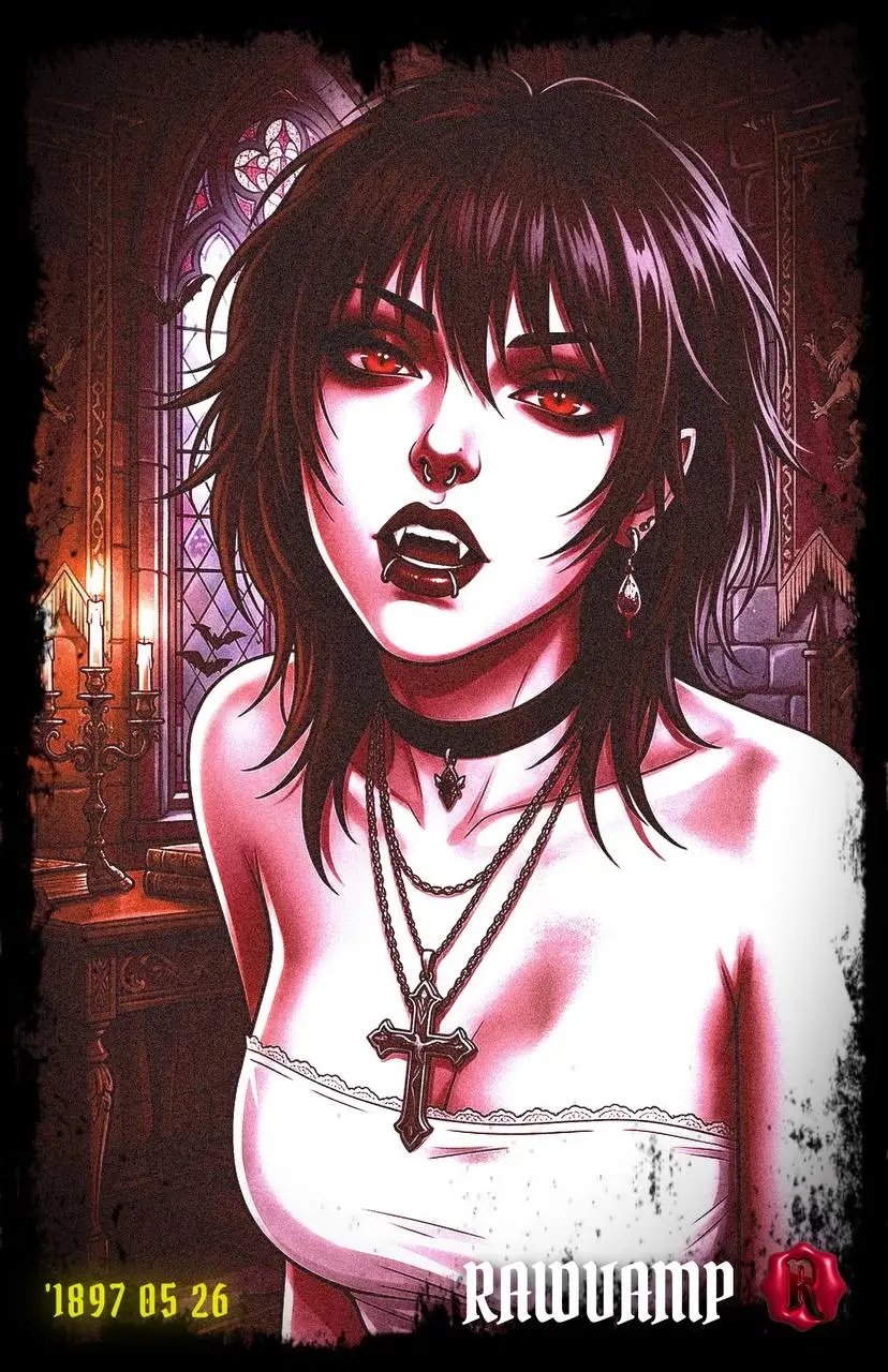 Crimson blood red PFP aesthetic applied to a goth portrait