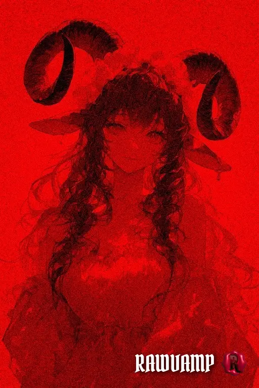 A striking red color pfp created for discord using goth filters