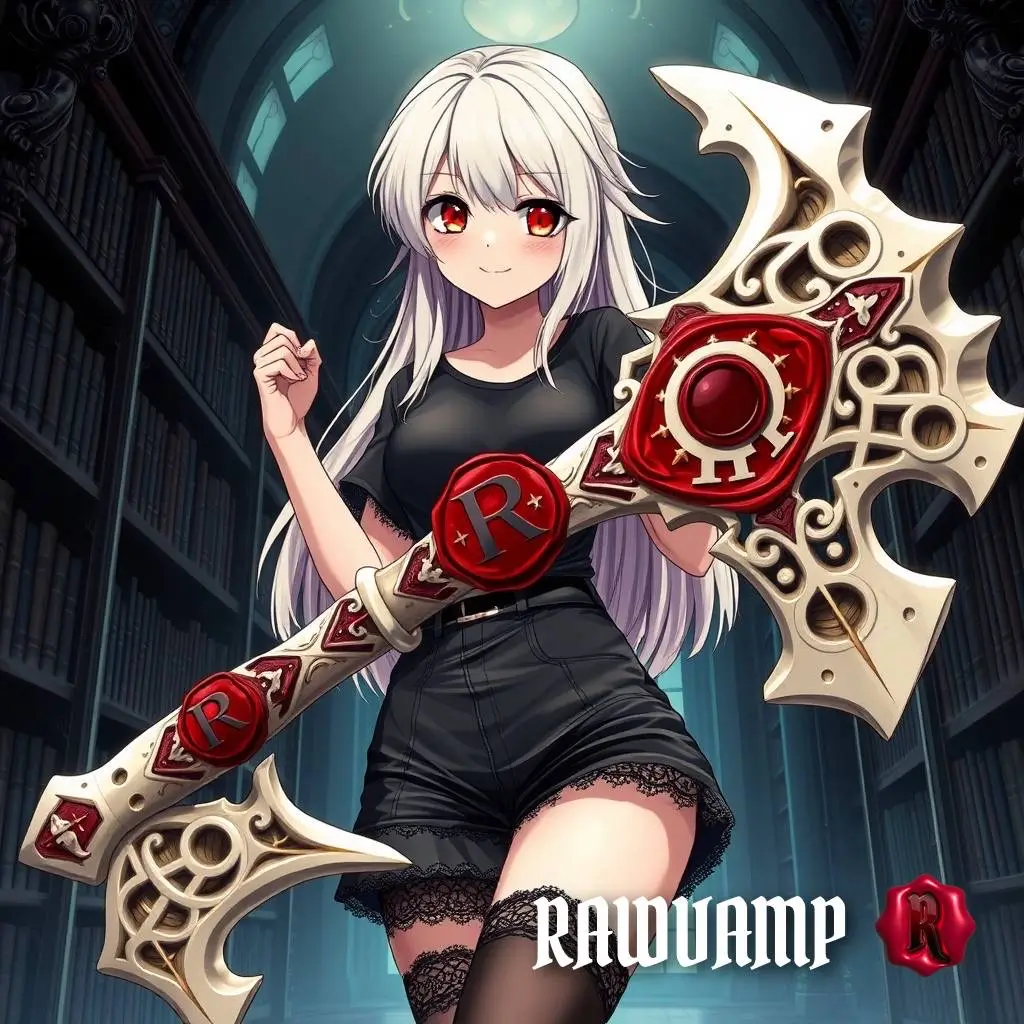 Dark aesthetic pictures anime style showing a character with a gothic weapon