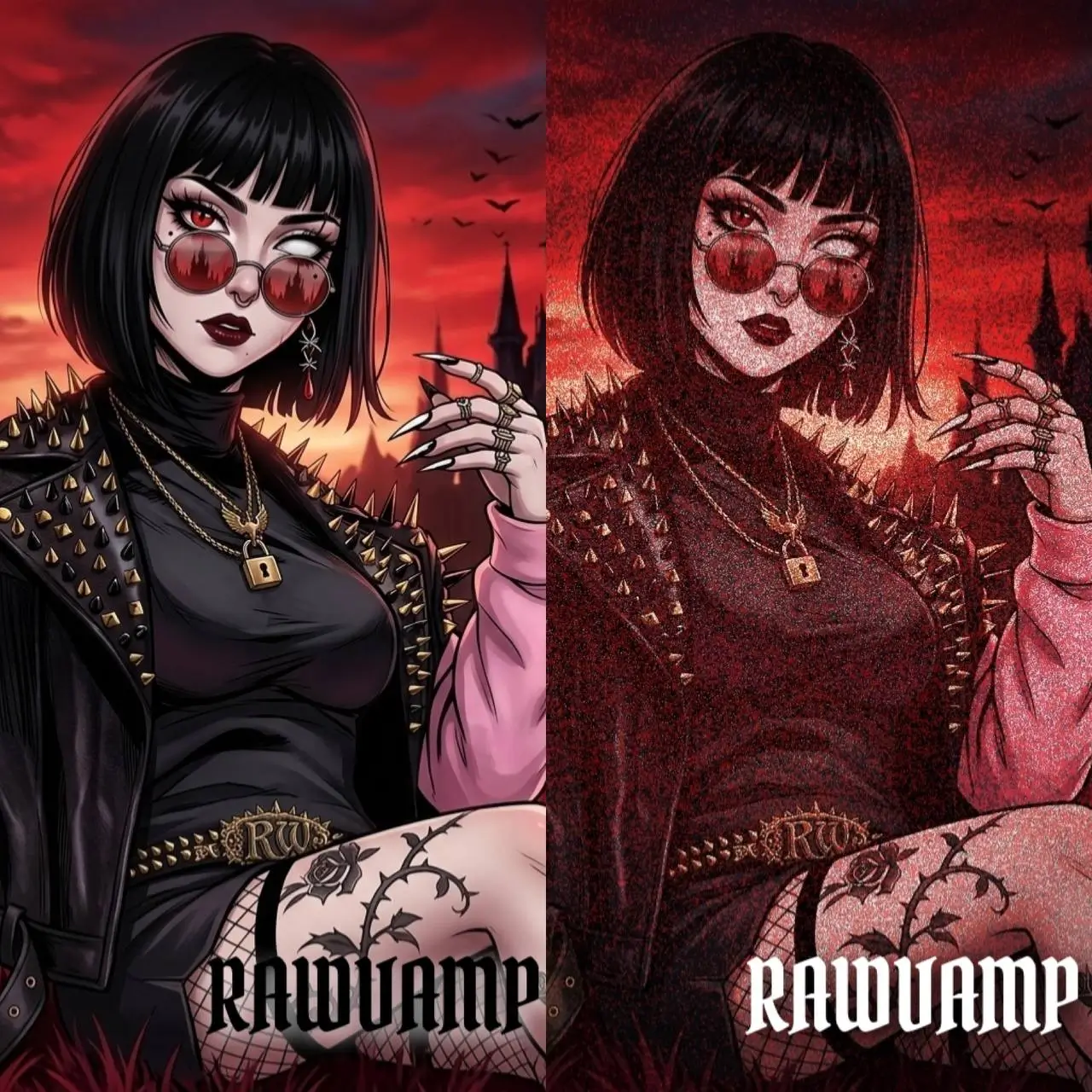 Grunge filter and heavy film grain comparison for dark portraits