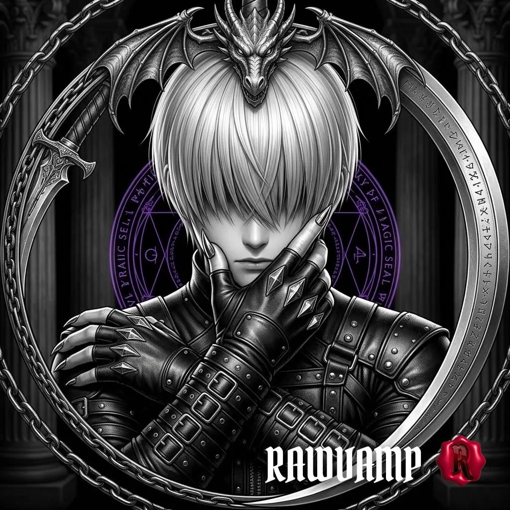 Monochrome black PFP of an anime boy with high contrast