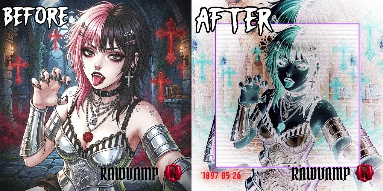 Photo filter negative effect reversing light and shadow for a dark aesthetic pfp.